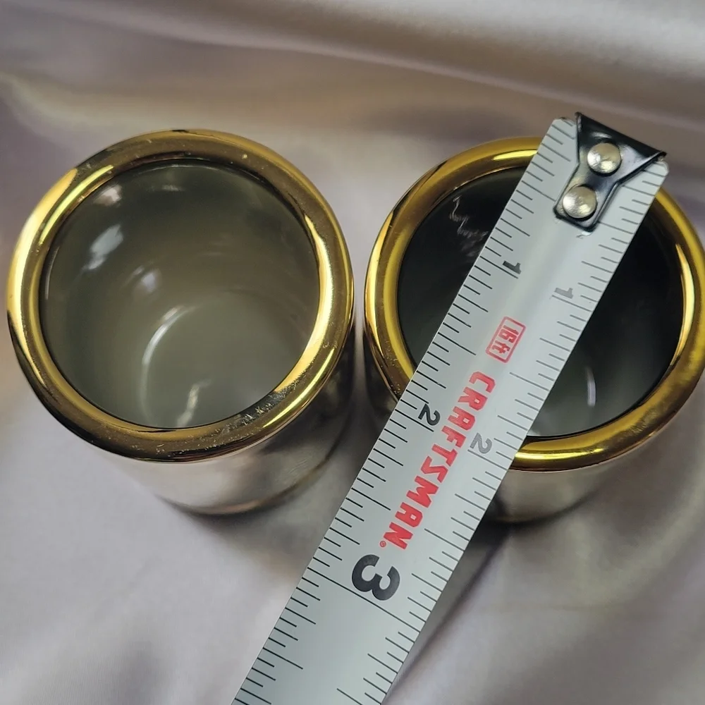 50 Caliber by Barbuzzo Shot Glasses Set of 2 The Wine Savant Gold Tone Color